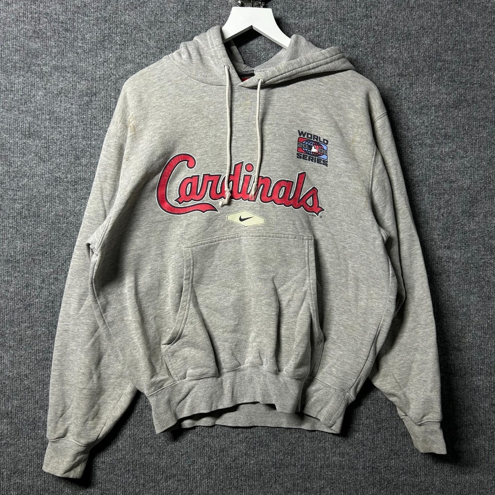 Nike St. Louis Cardinals Hoodie Mens Small Gray Good 2006 World Series Fleece
